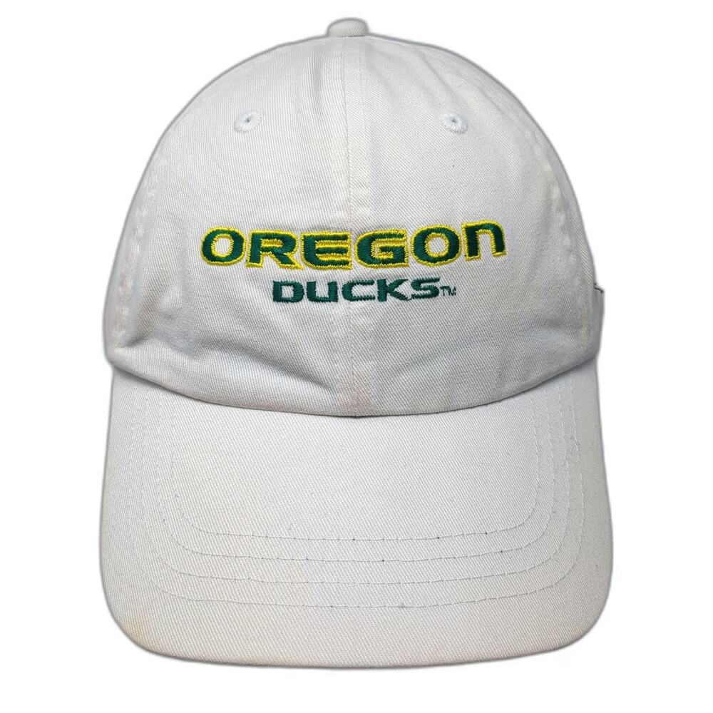 Oregon Ducks NCAA KC Caps White One Size Hat Hyundai Logo Slideback Cotton Twill
